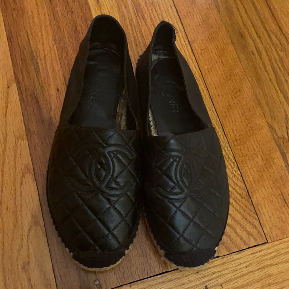 Chanel quilted black espadrilles